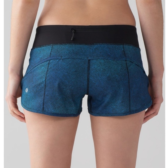 Lululemon Speed Short (4-way Stretch) Super Natural Blue Multi / Black Size 10 - Picture 1 of 12